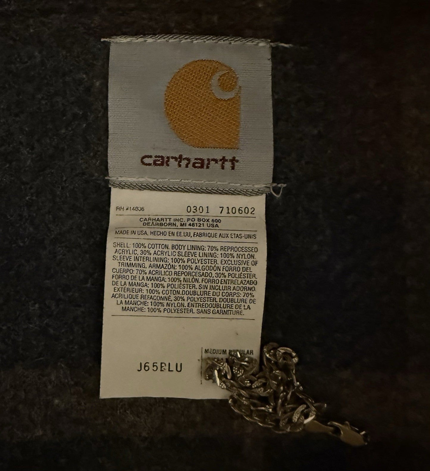 Carhartt Detroit Jacket Vintage Blanket-Lined J65 BLU Blue USA Medium M RARE