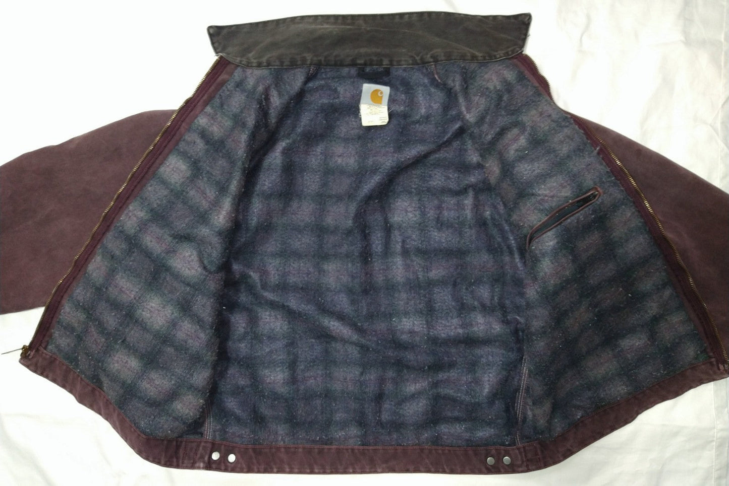 Carhartt Detroit Jacket J97 BRG Burgundy Size L Reg. Blanket Lined USA Made VTG