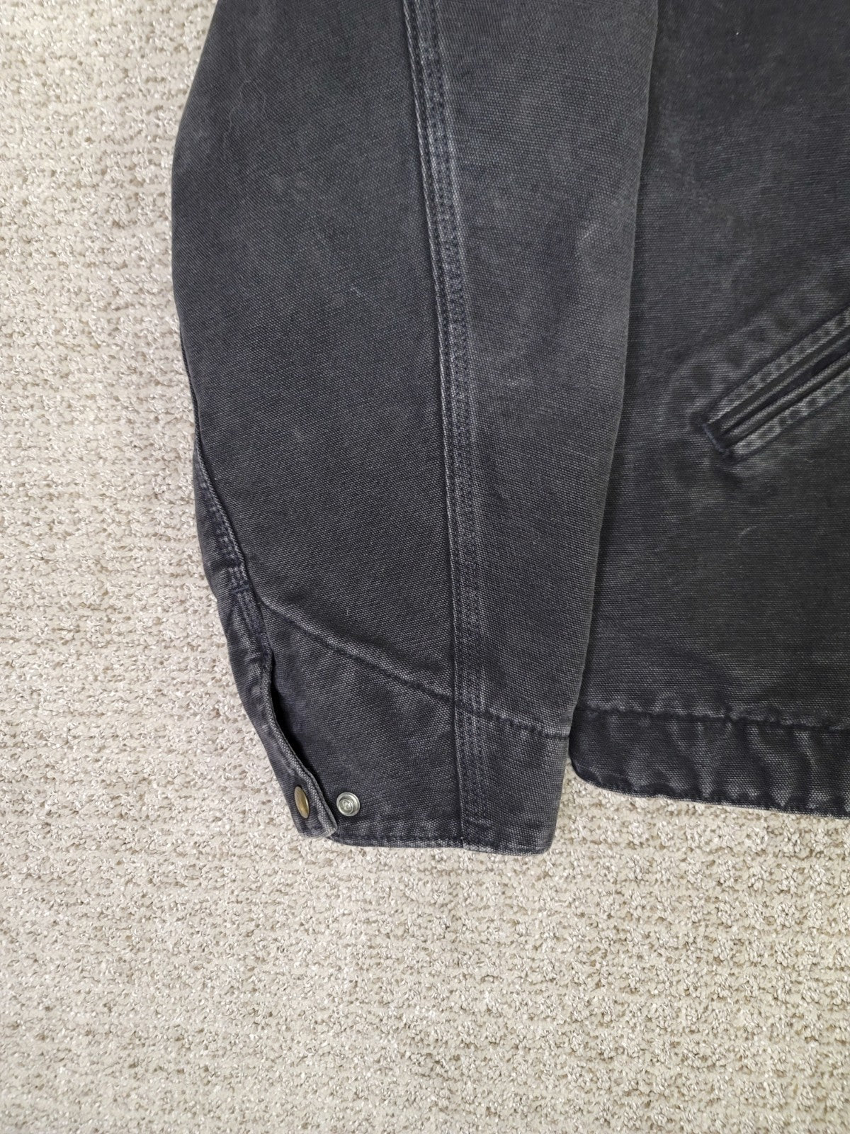 Vintage Carhartt J43 ONX Onyx Black Sandstone Detroit Jacket sz XL Blanket Lined