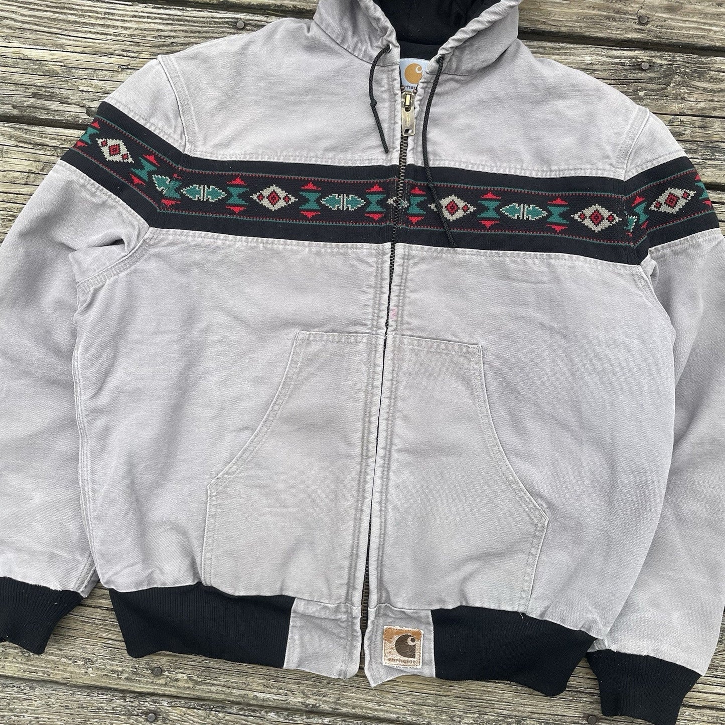 vintage carhartt j79 cmt aztec active jacket in cement size large