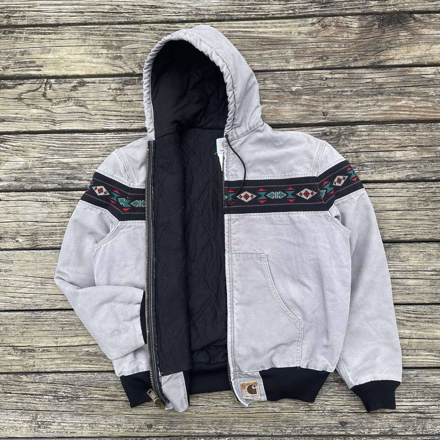 vintage carhartt j79 cmt aztec active jacket in cement size large