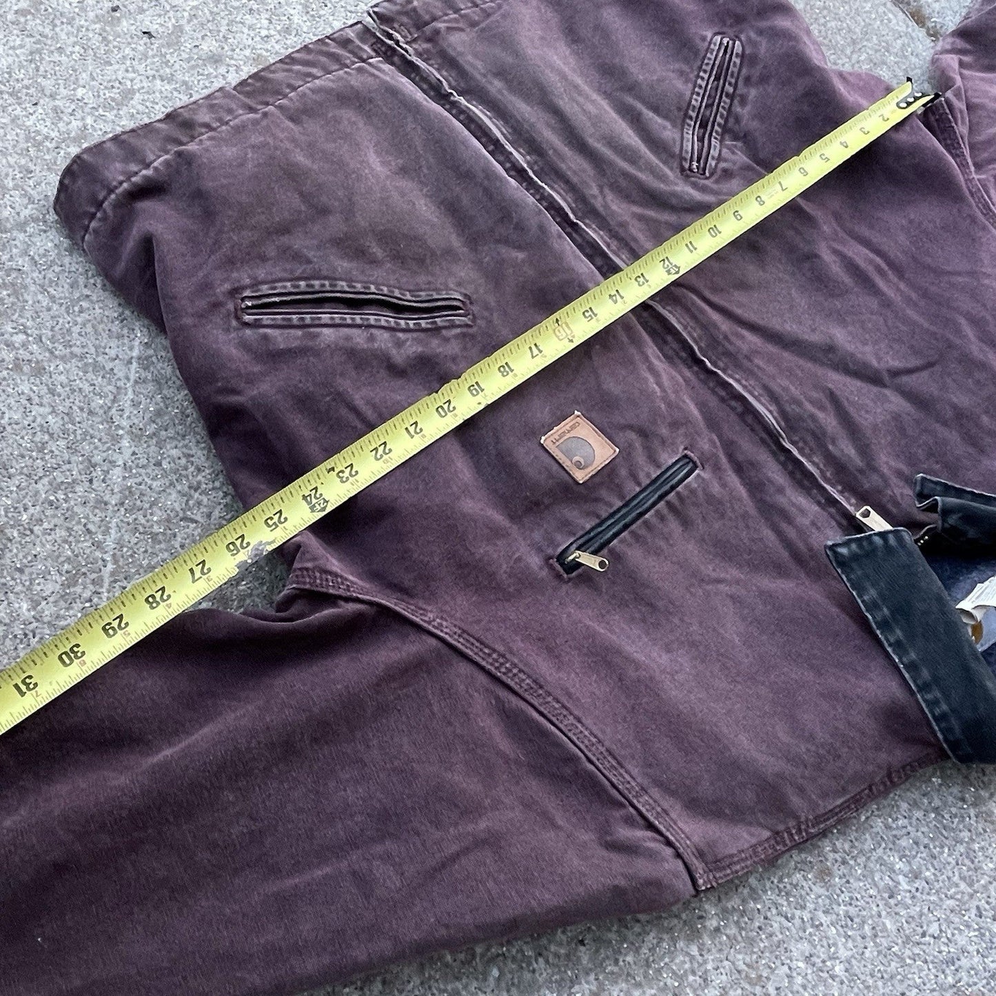 Carhartt Detroit J97 Brg Wine Burgundy Purple Vintage Faded Jacket Coat XL USA
