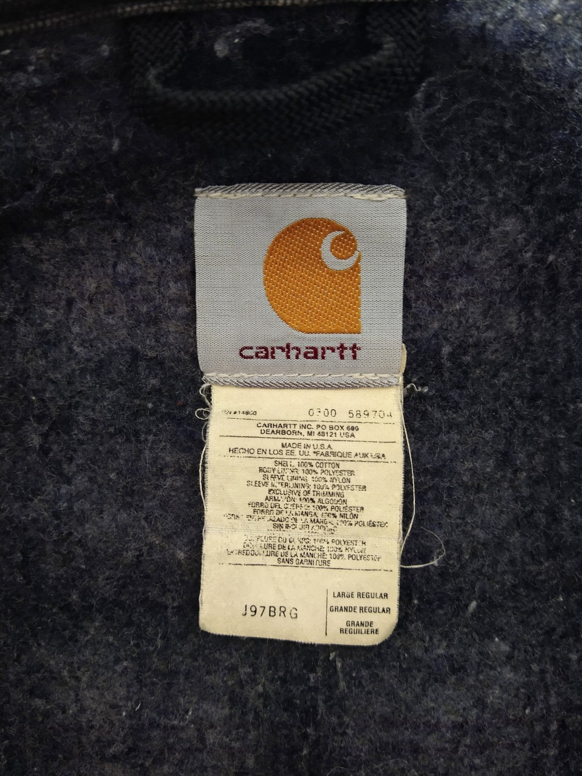 Carhartt Detroit Jacket J97 BRG Burgundy Size L Reg. Blanket Lined USA Made VTG