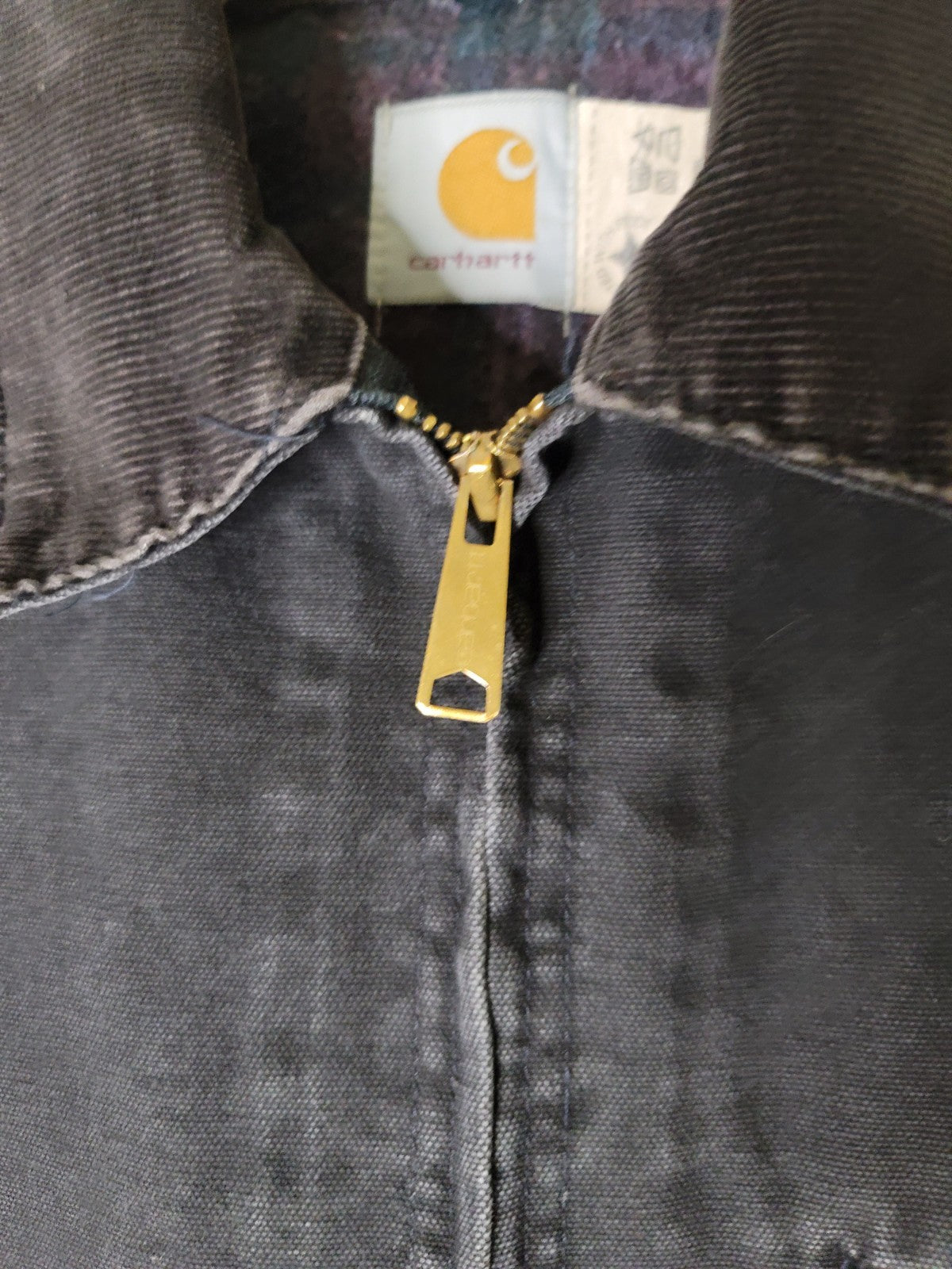Vintage Carhartt J43 ONX Onyx Black Sandstone Detroit Jacket sz XL Blanket Lined