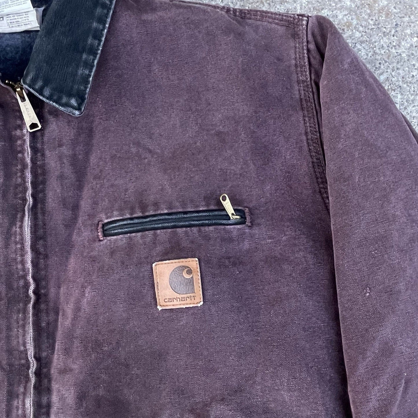 Carhartt Detroit J97 Brg Wine Burgundy Purple Vintage Faded Jacket Coat XL USA