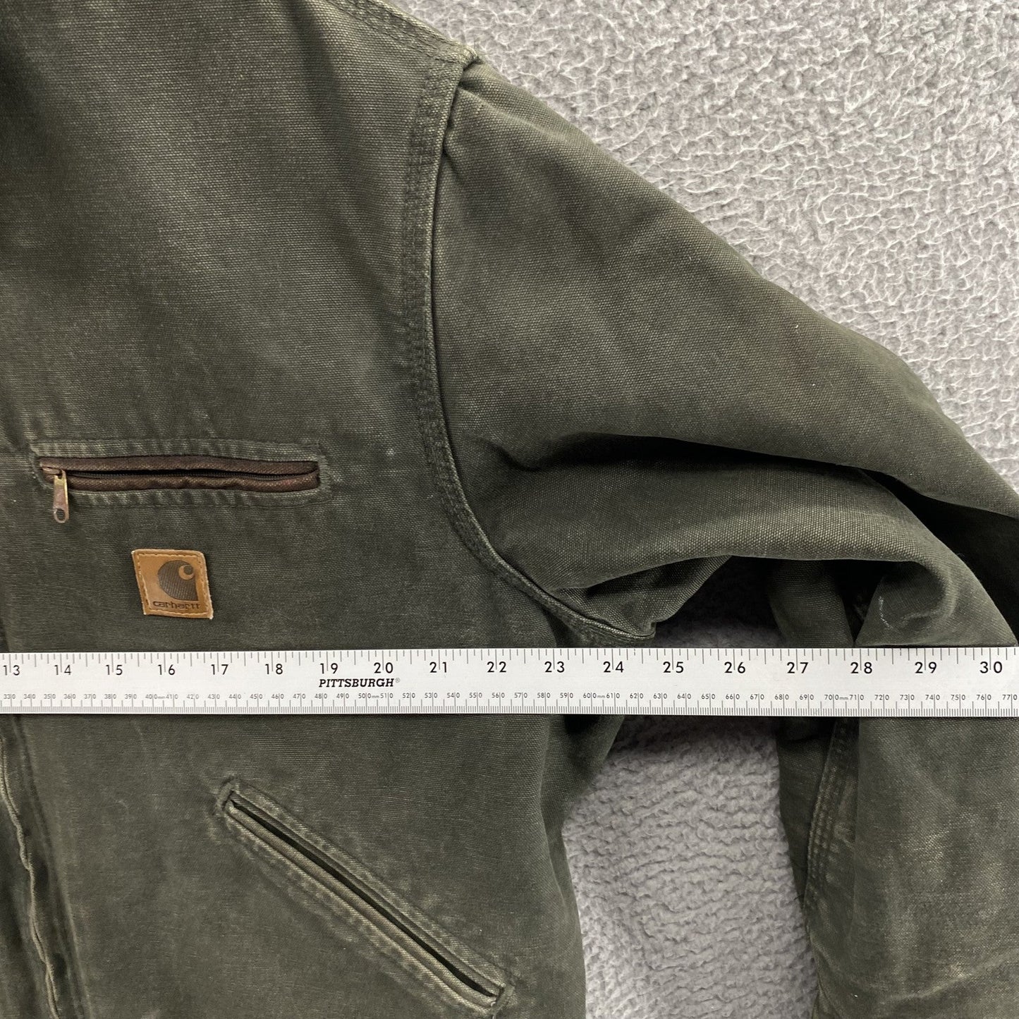 VINTAGE Carhartt Jacket Mens Large Green Detroit J97 MOS Blanket Duck Canvas 90s