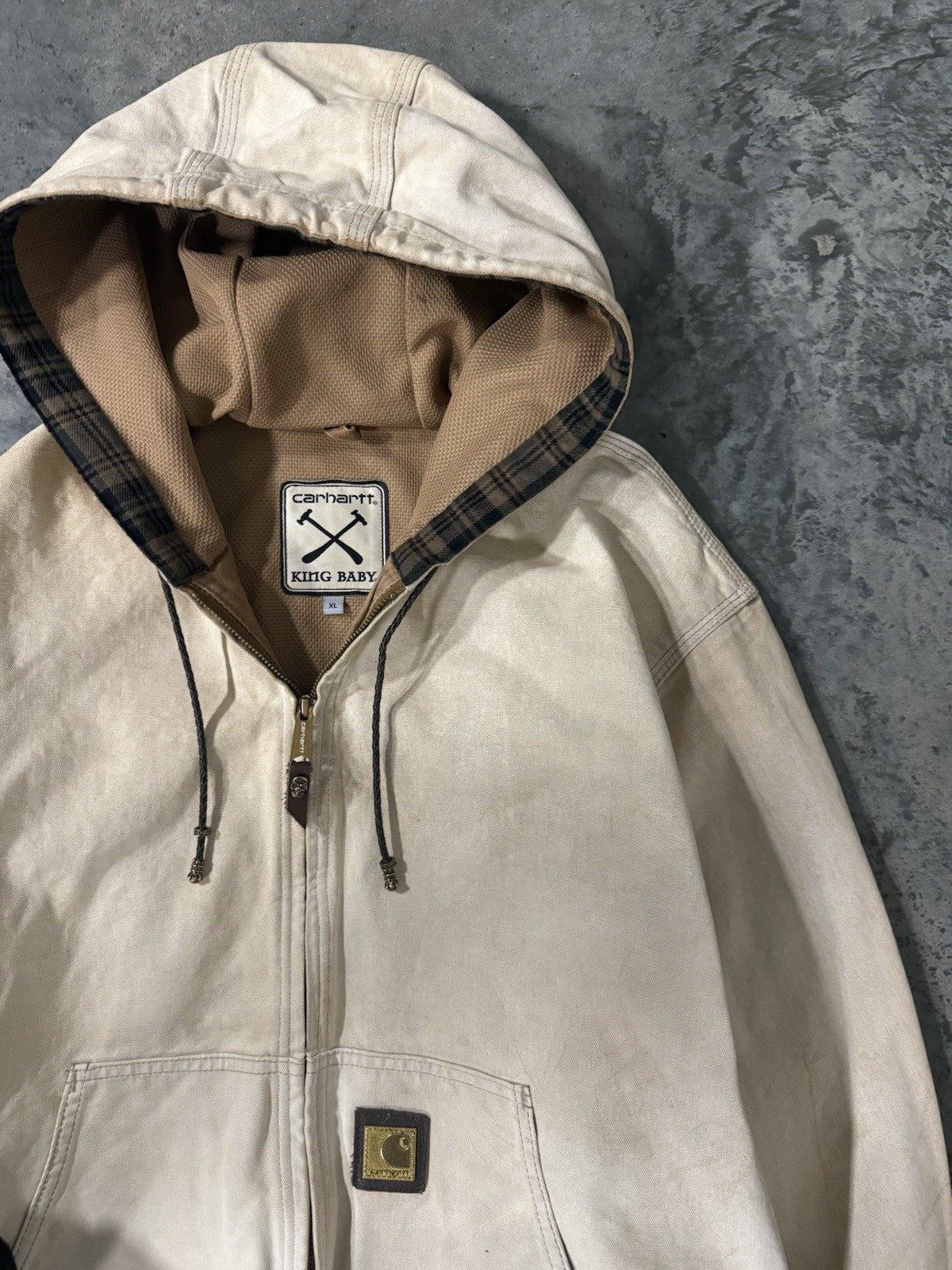 Vintage Carhartt X King Baby Active Jacket Canvas Metal Size Large Chrome