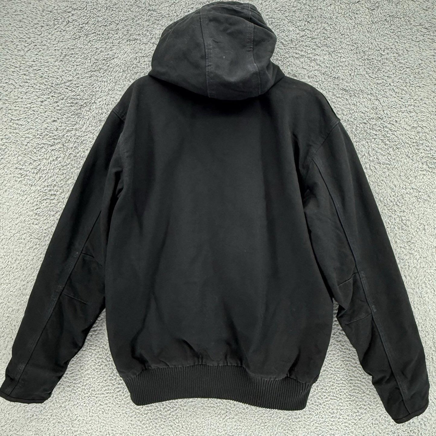 Vintage Carhartt Mens Black Canvas Quilted Coat Hooded Jacket J130-M Size Medium
