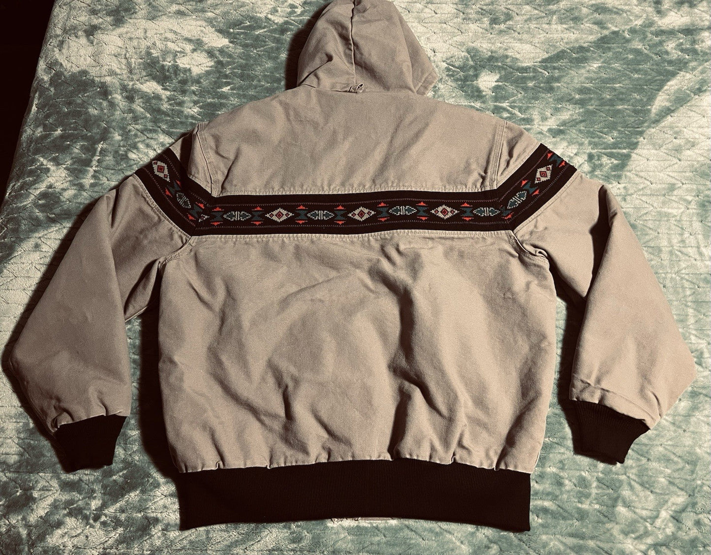 Vintage 90’s Men’s Carhartt Aztec Gray Hooded Jacket J78 CMT Southwestern Sz XL