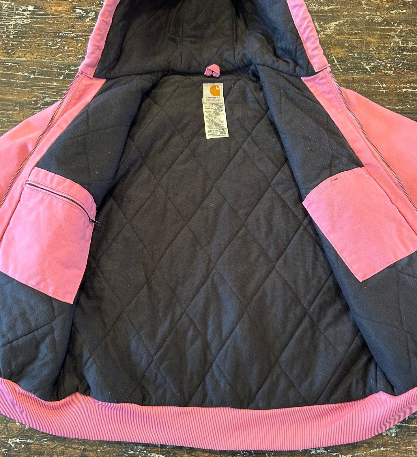 Carhartt Active Jacket Quilt Lined Women’s S WJ130 PKR Pink Rose Hooded Canvas