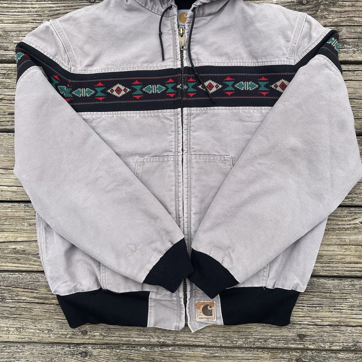 vintage carhartt j79 cmt aztec active jacket in cement size large