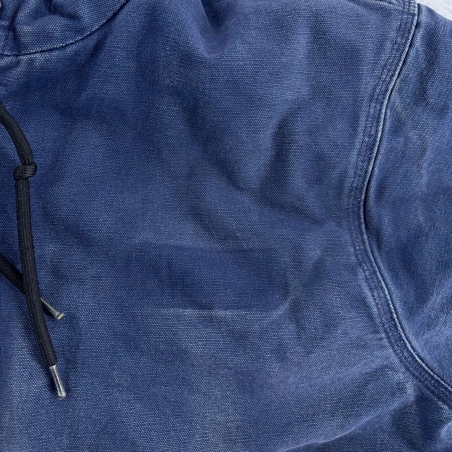 Carhartt Jacket Mens Large Blue Hooded Full Zip Workwear Faded Lined 376-20 duck