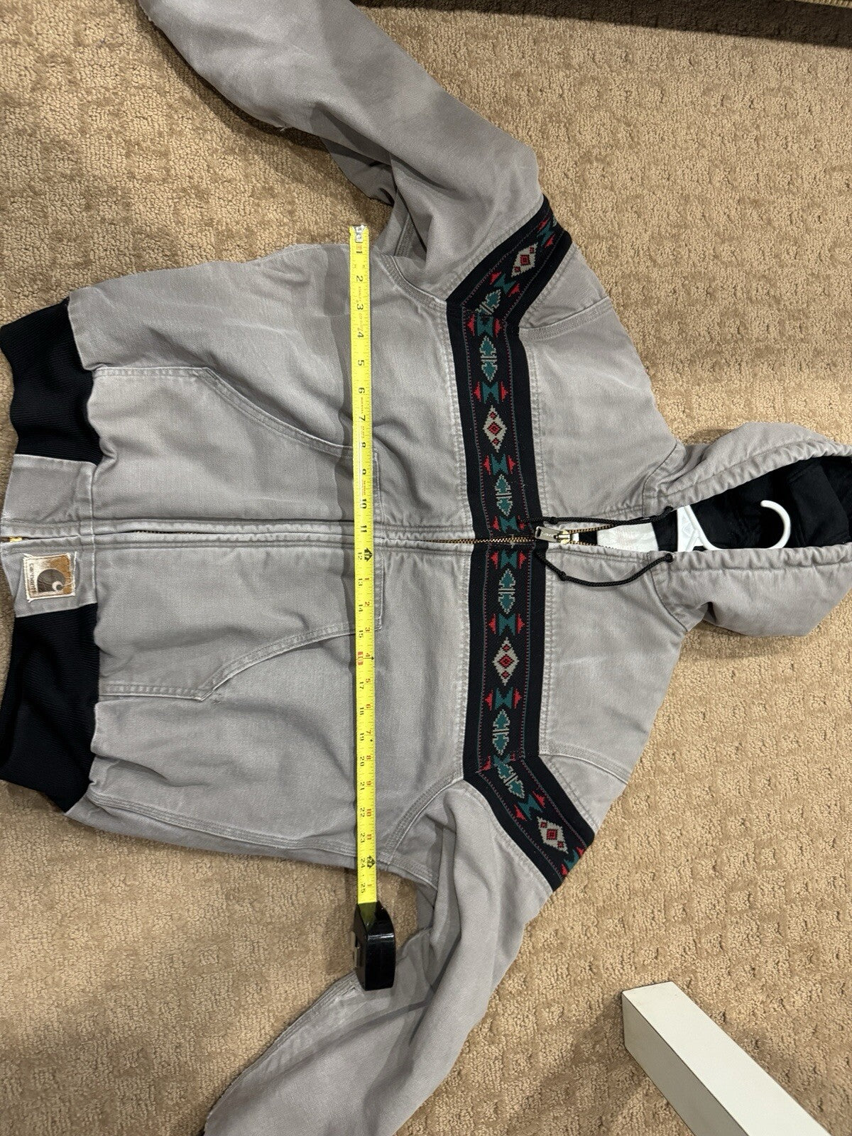 Vintage 90s Grey Aztec Carhartt Jacket Size M J78