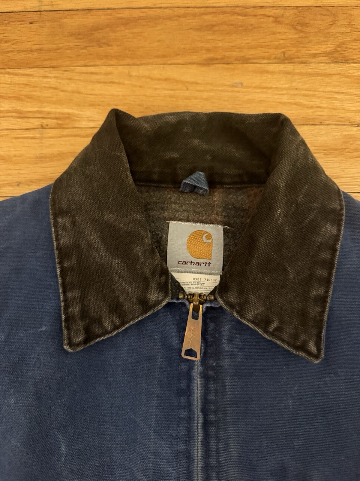 Carhartt Detroit Jacket Vintage Blanket-Lined J65 BLU Blue USA Medium M RARE