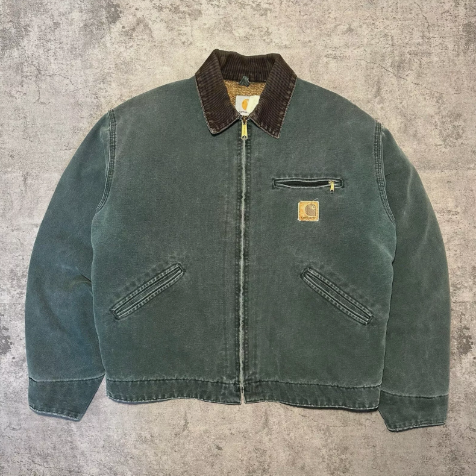 J43 HTG Carhartt Detroit Jacket medium vintage hunter green/blue boxy rare J97.