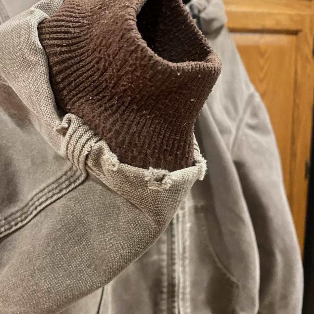 Vintage Carhartt Hooded Jacket Mens Medium Distressed Faded Quilted Tan