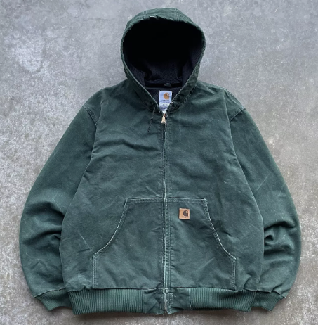 Vintage Carhartt Hooded Jacket Spruce Green 2000s Mens Large J168-SPC RARE COLOR