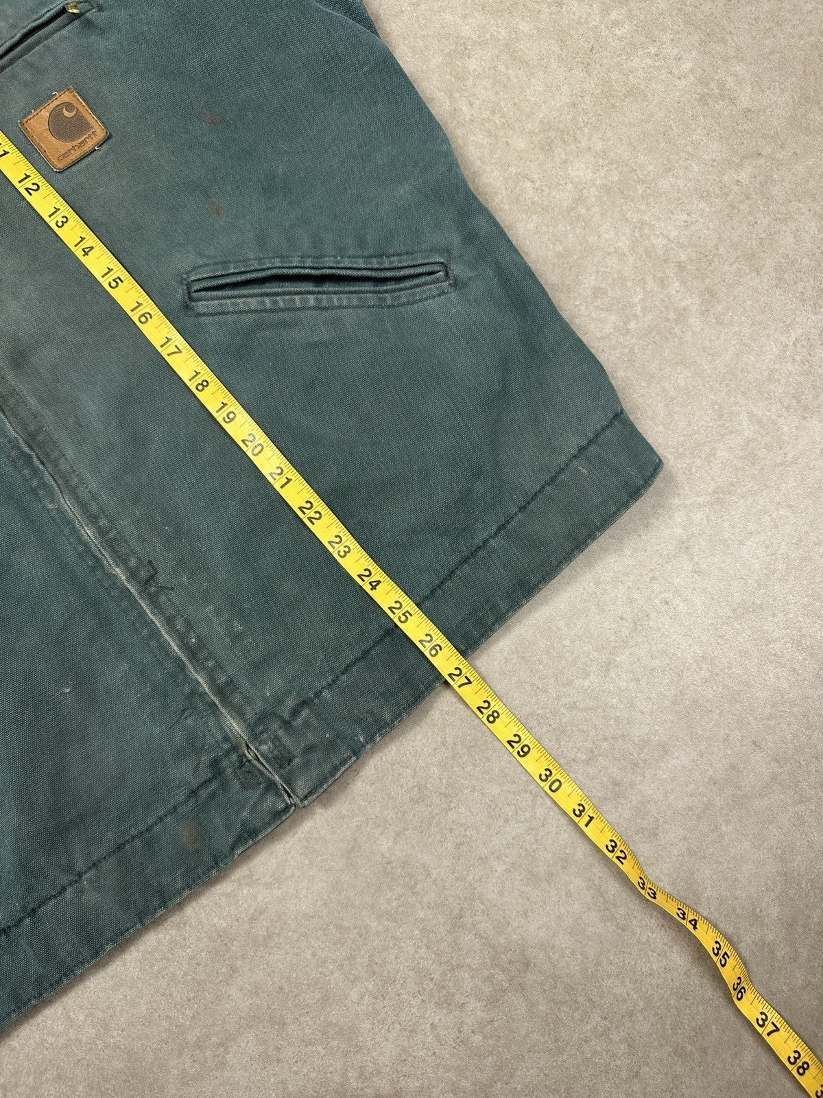 90s large Carhartt Detroit Jacket RARE J43 HTG Hunter Green Plaid Lined