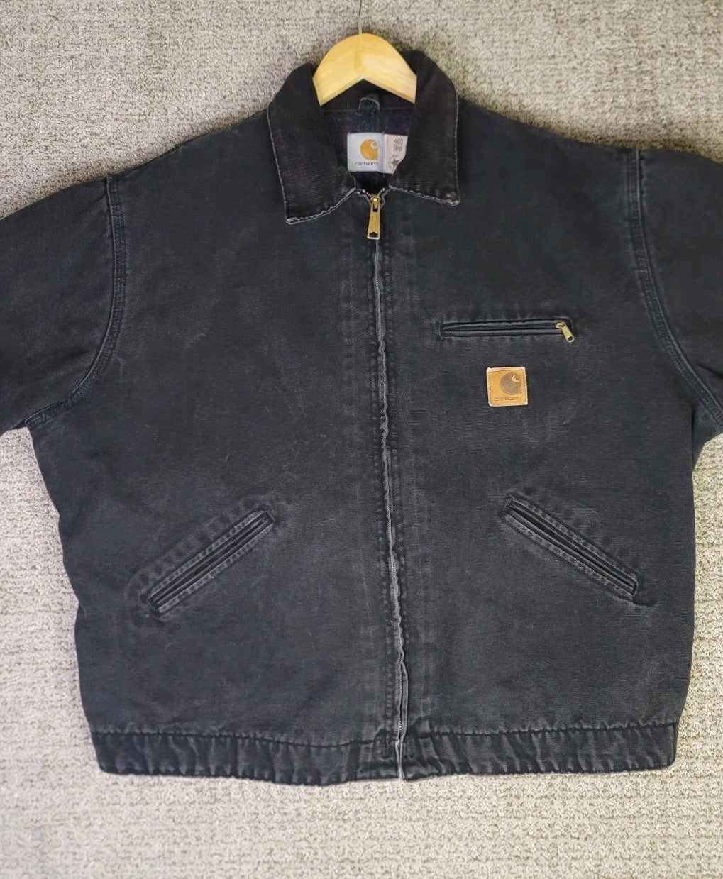 Vintage Carhartt J43 ONX Onyx Black Sandstone Detroit Jacket sz XL Blanket Lined