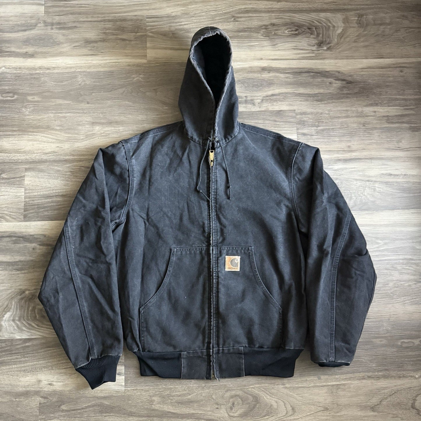 Vintage Carhartt J06 Jacket Mens Large Onyx Black Quilted Lined 90s USA Workwear