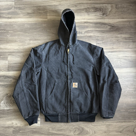 Vintage Carhartt J06 Jacket Mens Large Onyx Black Quilted Lined 90s USA Workwear