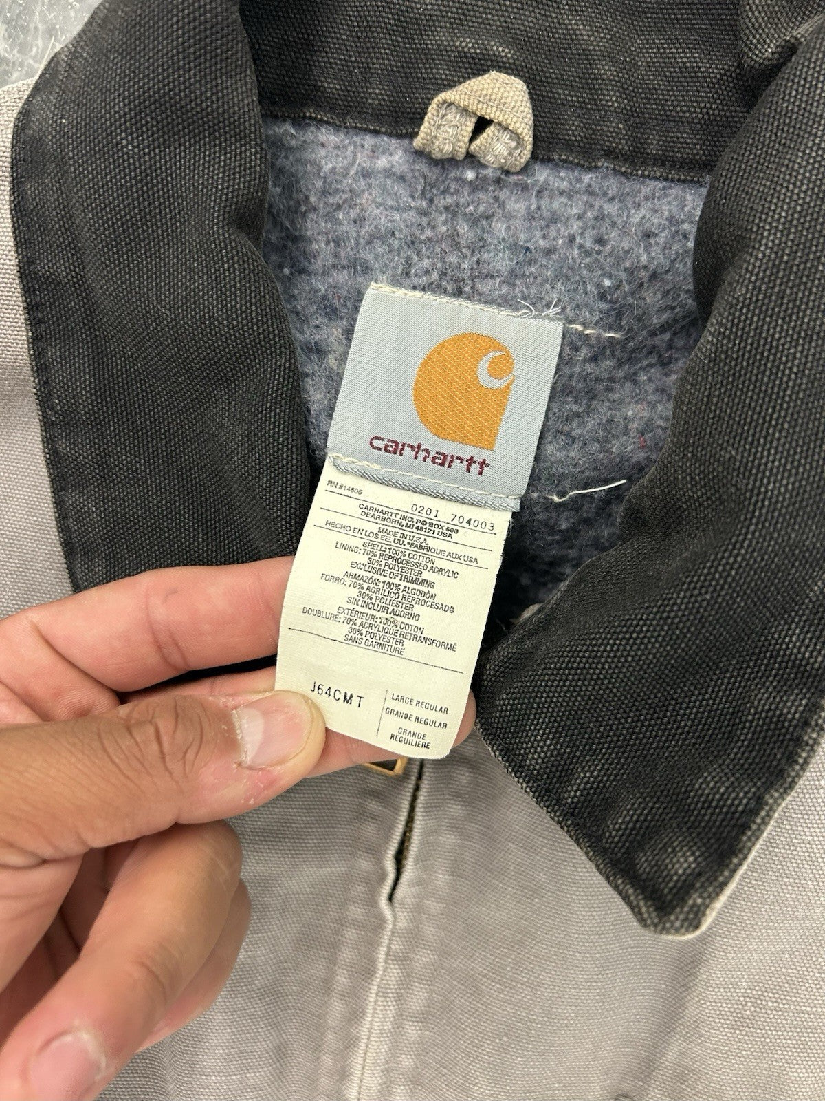 Carhartt Men's Detroit Jacket J64CMT Sand gray Sz Large Made in USA