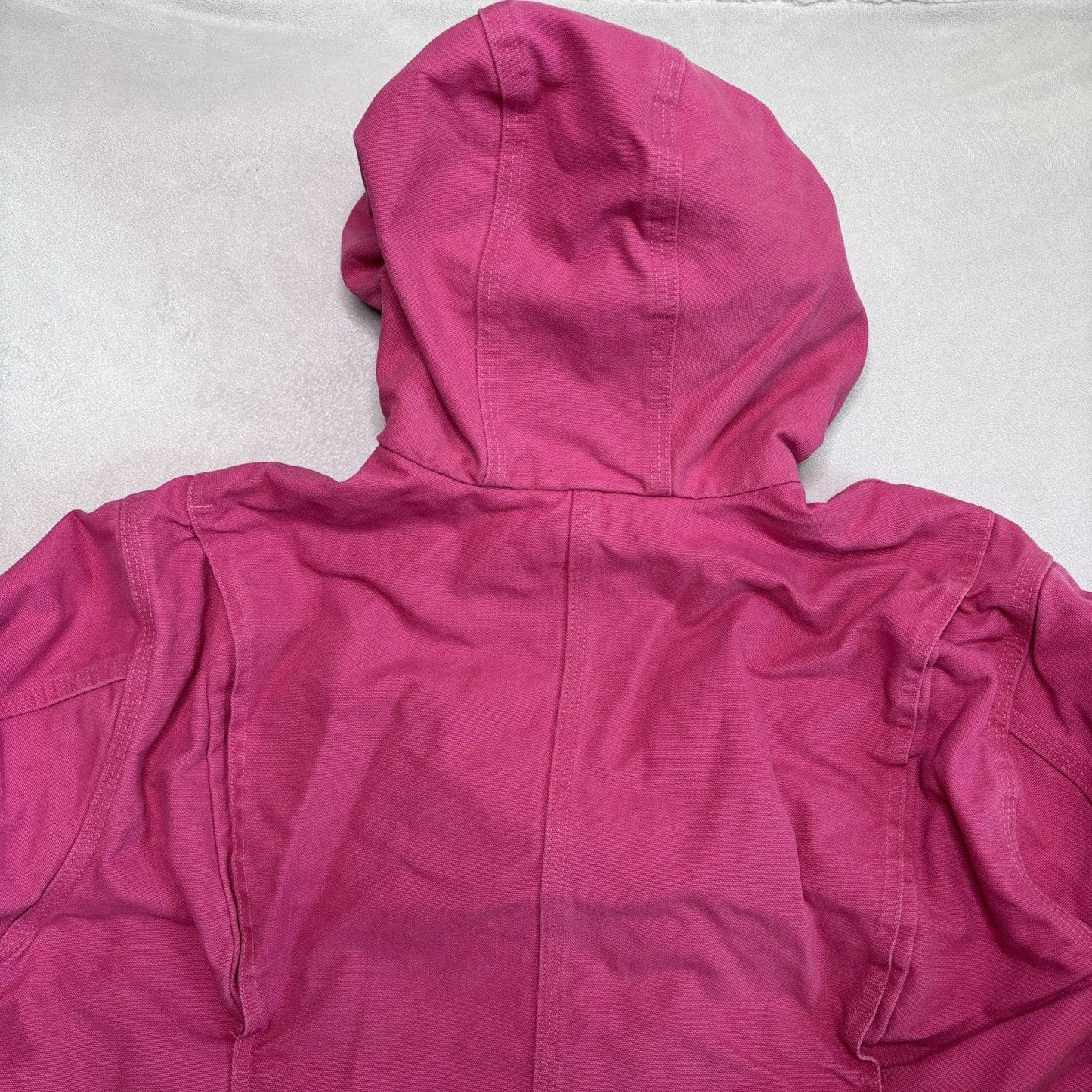 Vintage Carhartt Jacket XXL Pink WJ141 Duck Canvas Quilted Hooded Sherpa Lined