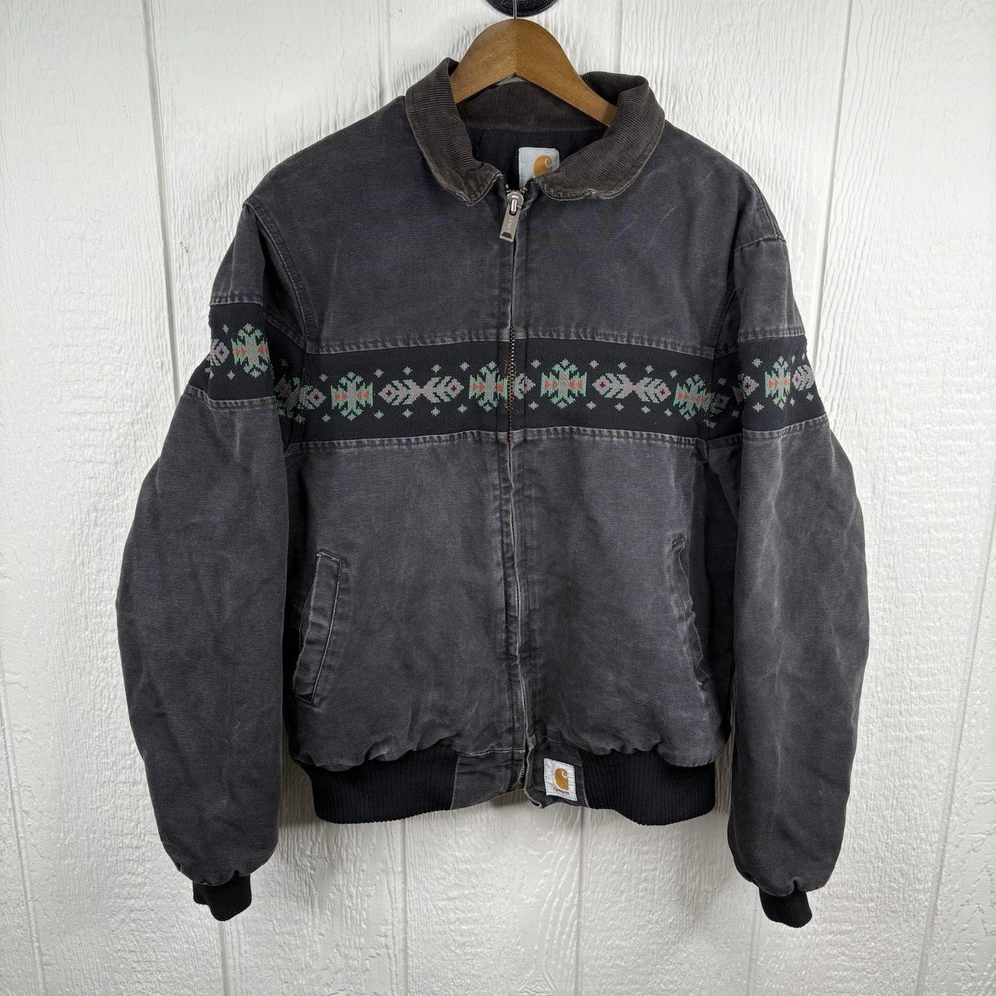 Vintage Carhartt Quilted Santa Fe Southwest Jacket “Black Aztec” JQ0405