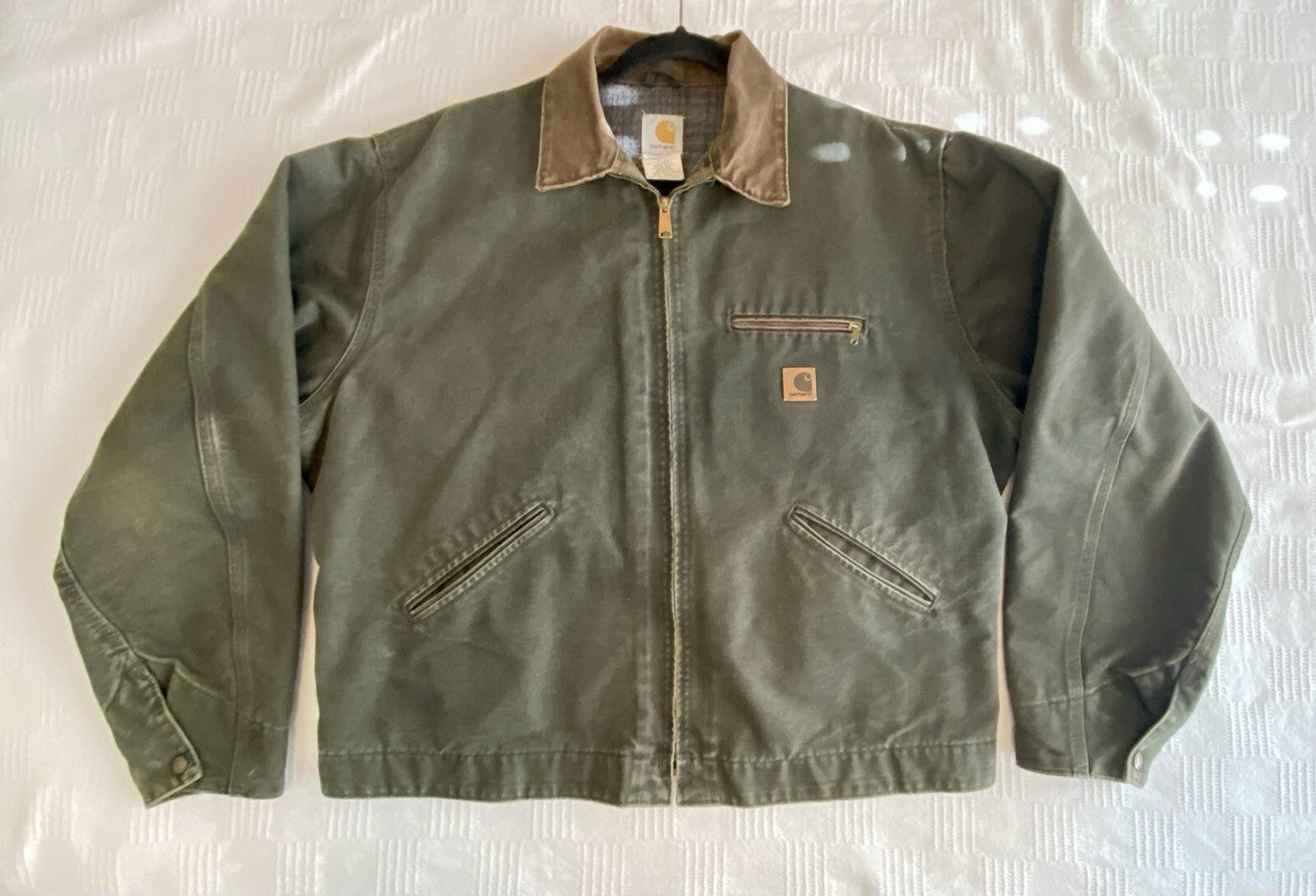 VTG Carhartt Detroit Blanket-Lined Jacket # J97 MOS Moss Green, Men’s Size XL.