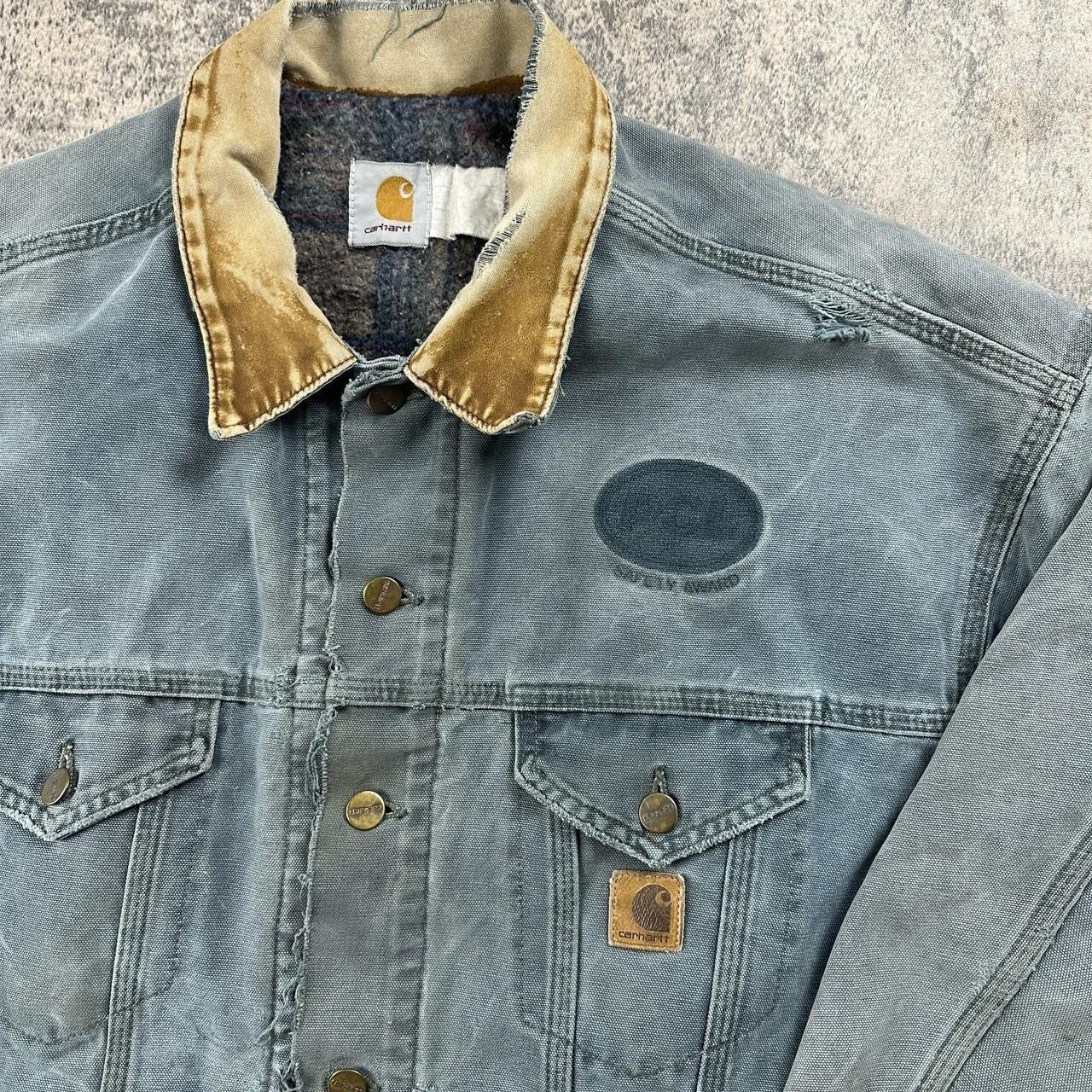Vintage 90s Carhartt Green Detroit Jacket Blanket Lined Sz L
