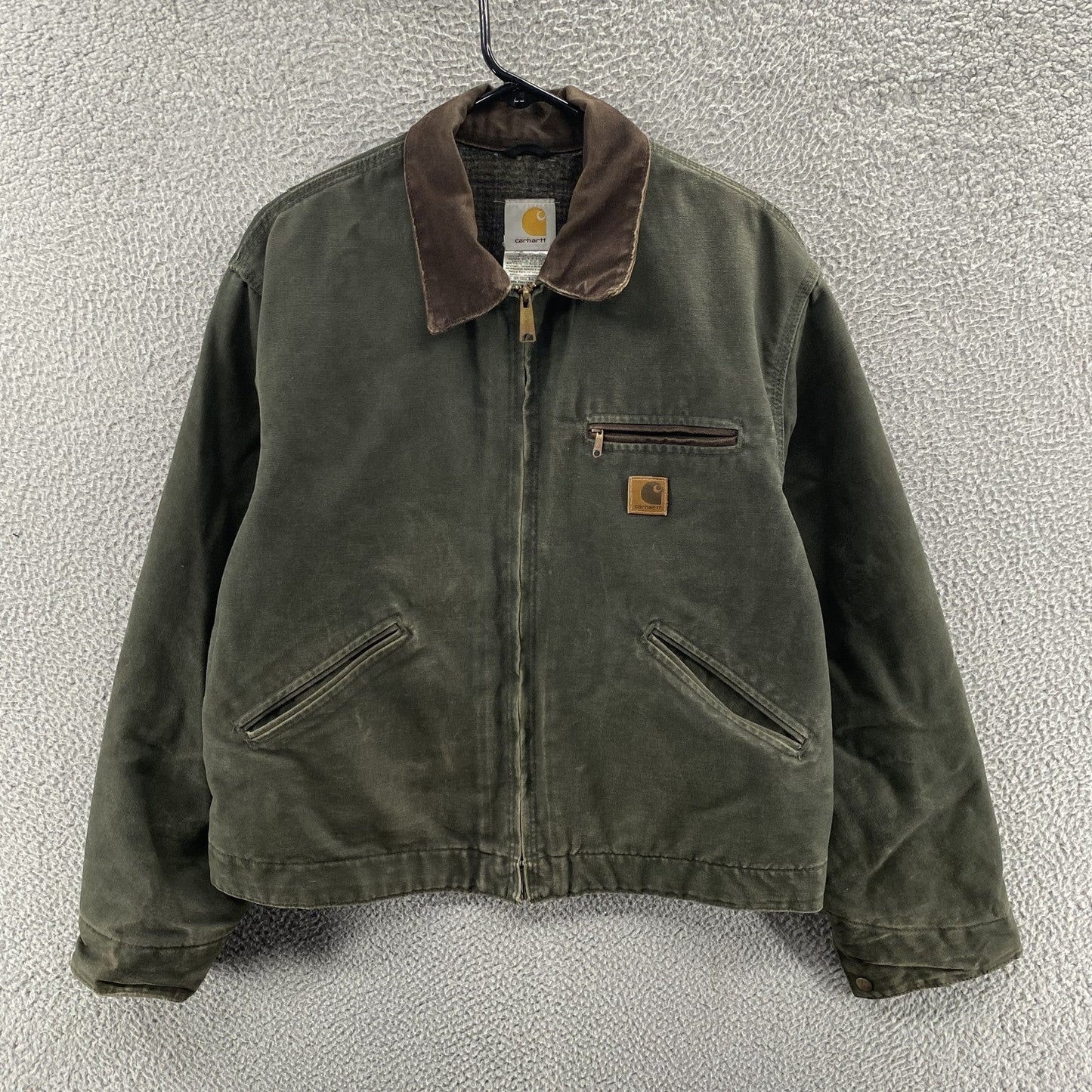 VINTAGE Carhartt Jacket Mens Large Green Detroit J97 MOS Blanket Duck Canvas 90s