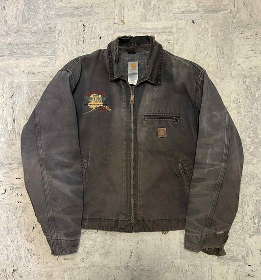 Vintage Carhartt Grey Distressed Detroit Jacket J97 PTL Size XL Blanket Lined