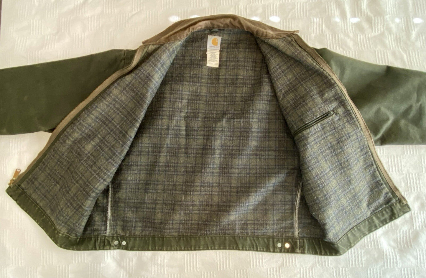 VTG Carhartt Detroit Blanket-Lined Jacket # J97 MOS Moss Green, Men’s Size XL.