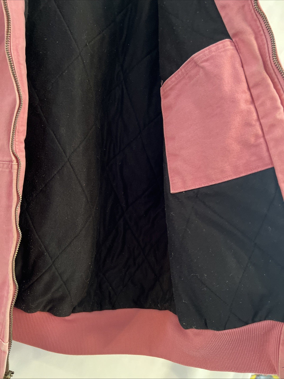 Carhartt Active Jacket Quilt Lined Women’s L WJ130 PKR Pink Rose Hooded Canvas