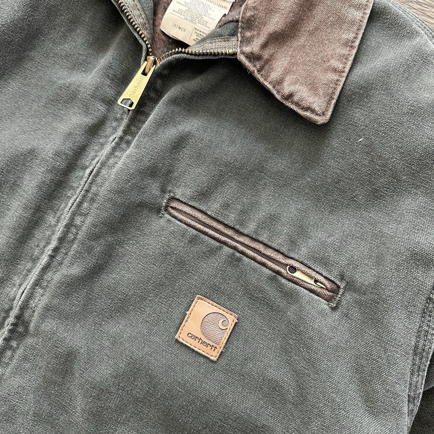 Carhartt J97 MOS Detroit Jacket Medium Moss Green Blanket Lined Duck Vintage