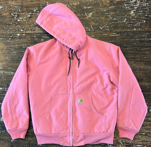 Carhartt Active Jacket Quilt Lined Women’s S WJ130 PKR Pink Rose Hooded Canvas