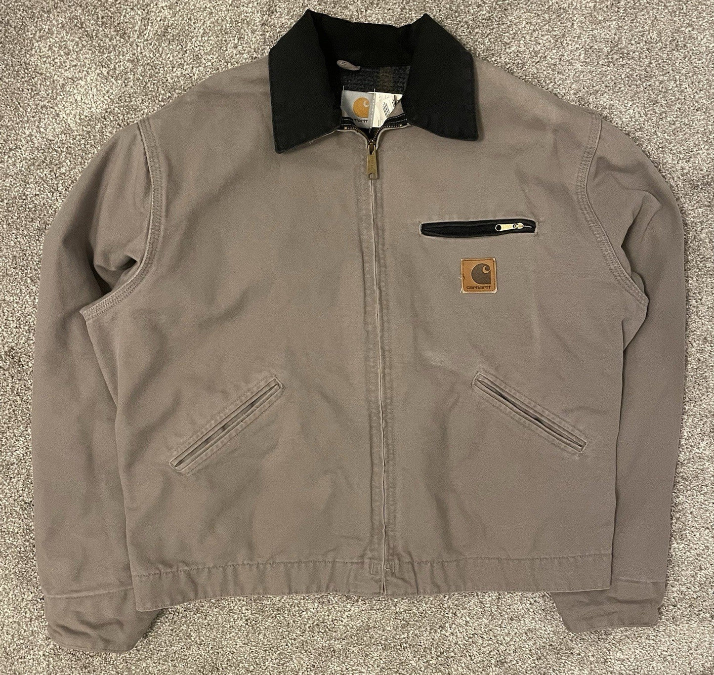 Carhartt Vintage Cement Grey Detroit Jacket J76 CMT Washed Sandstone Duck Large