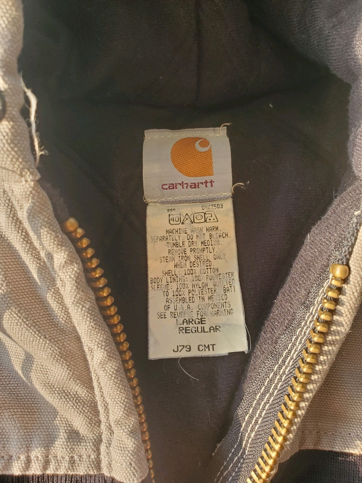 Carhartt Aztec Large Hooded Jacket Vintage 90's  Distressed Tribal Pattern