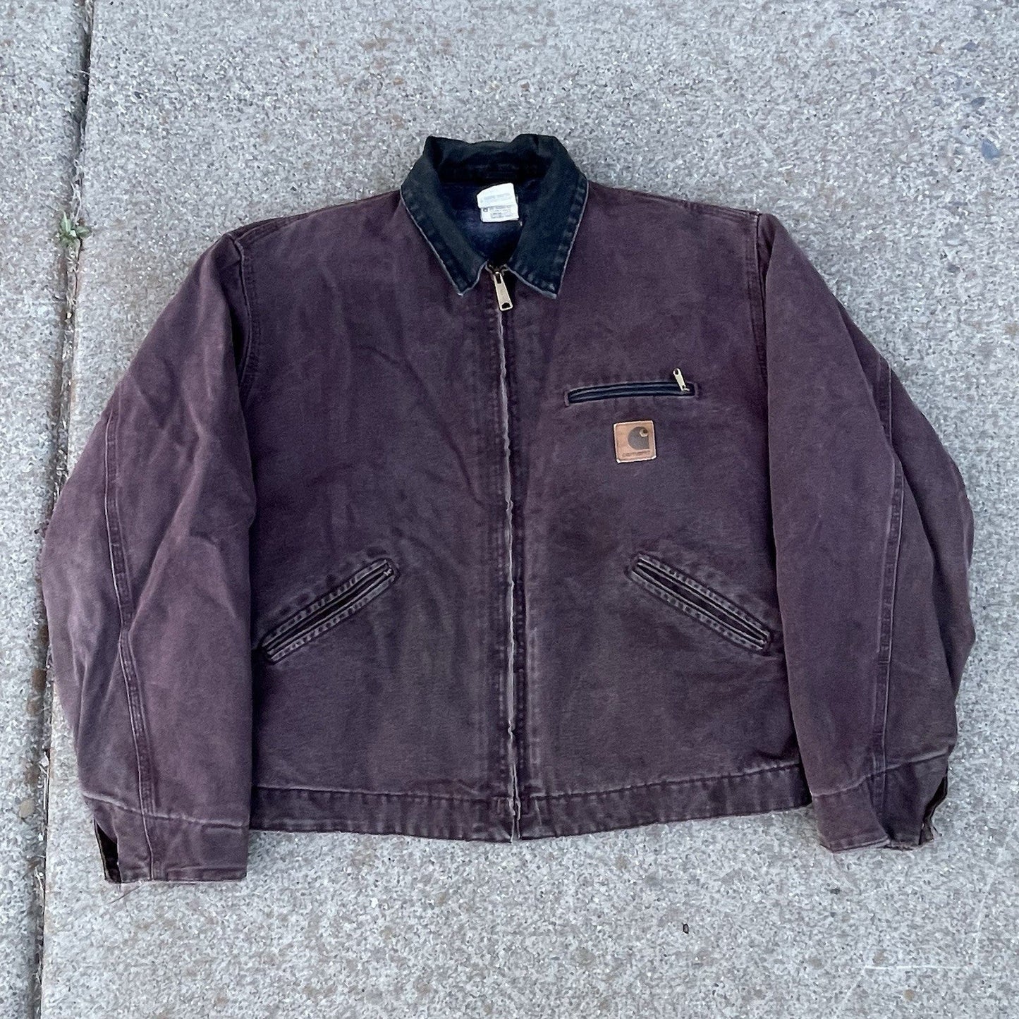 Carhartt Detroit J97 Brg Wine Burgundy Purple Vintage Faded Jacket Coat XL USA