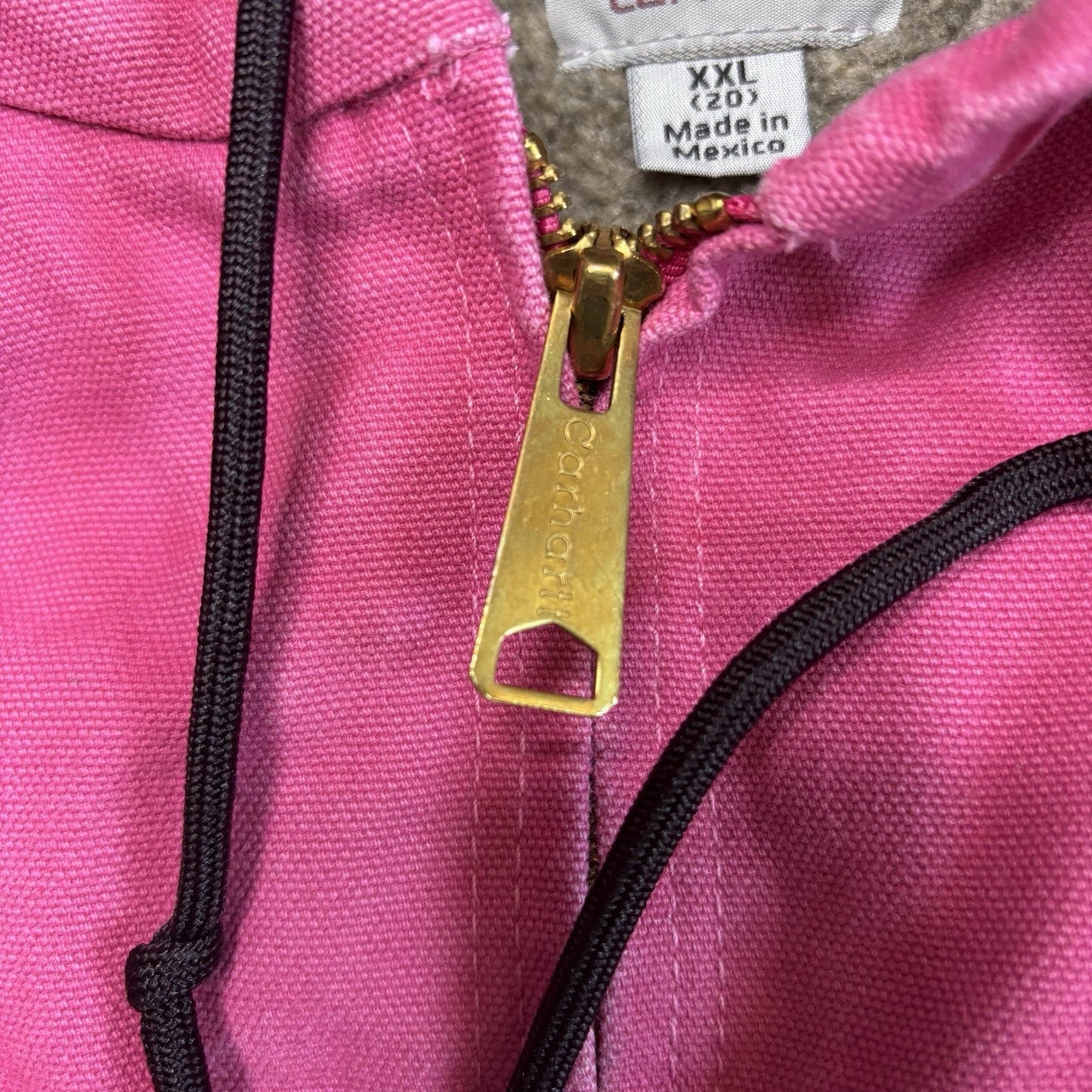 Vintage Carhartt Jacket XXL Pink WJ141 Duck Canvas Quilted Hooded Sherpa Lined