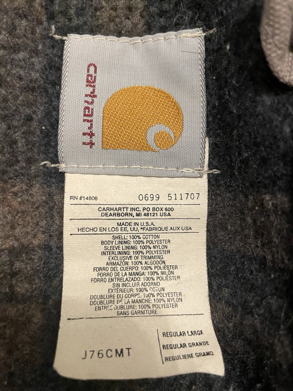 Carhartt Vintage Cement Grey Detroit Jacket J76 CMT Washed Sandstone Duck Large