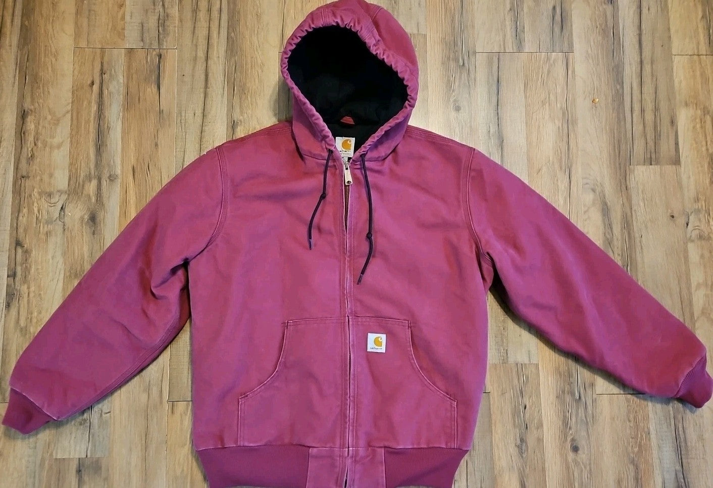 Carhartt Jacket Duck Canvas Hooded Quilt Lined Workwear WJ130 648 Womens 8/10