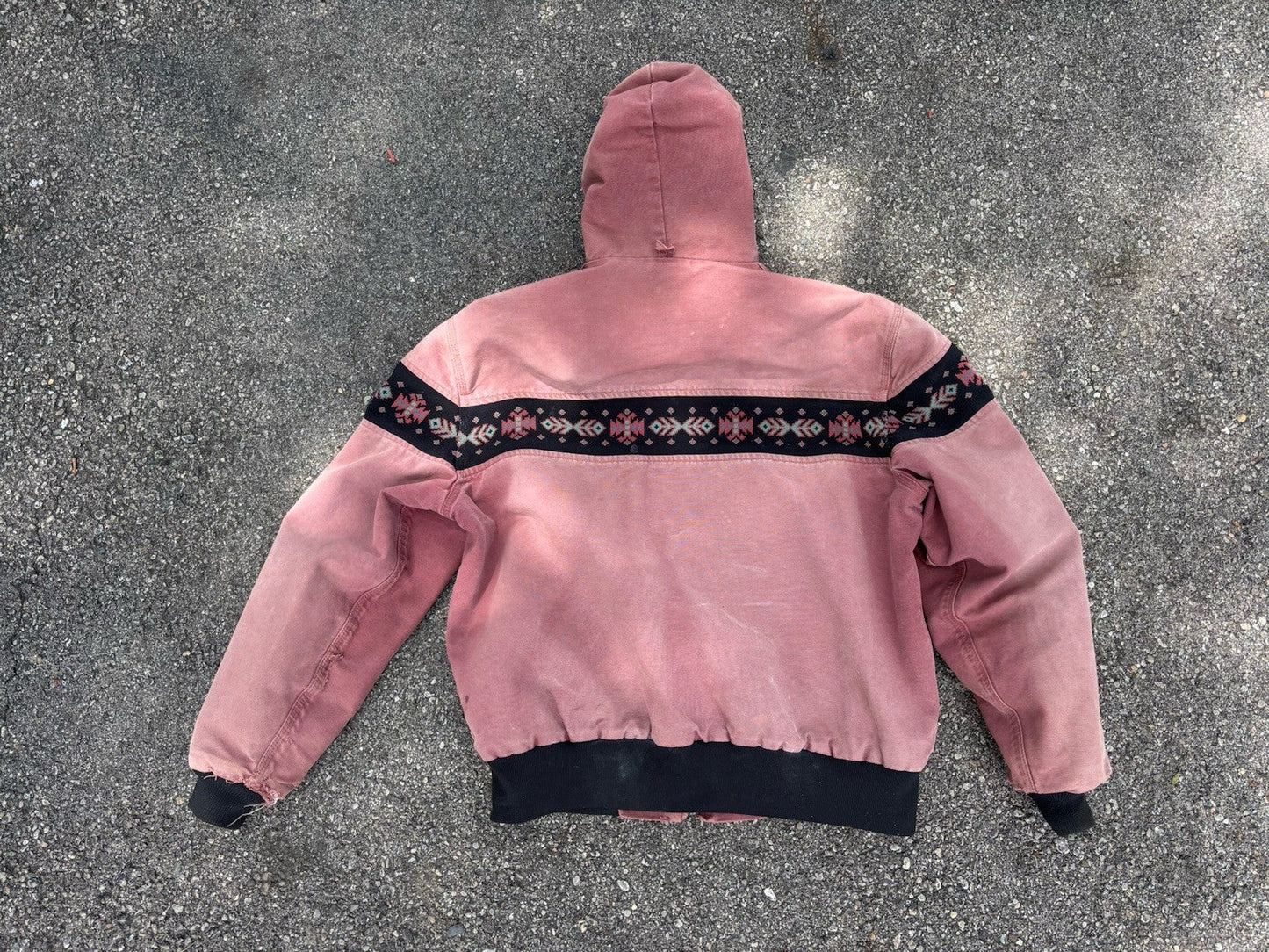 Vtg 90s Carhartt Aztec Hooded Jacket JR0136 Redwood XL Southwest Thermal Lined