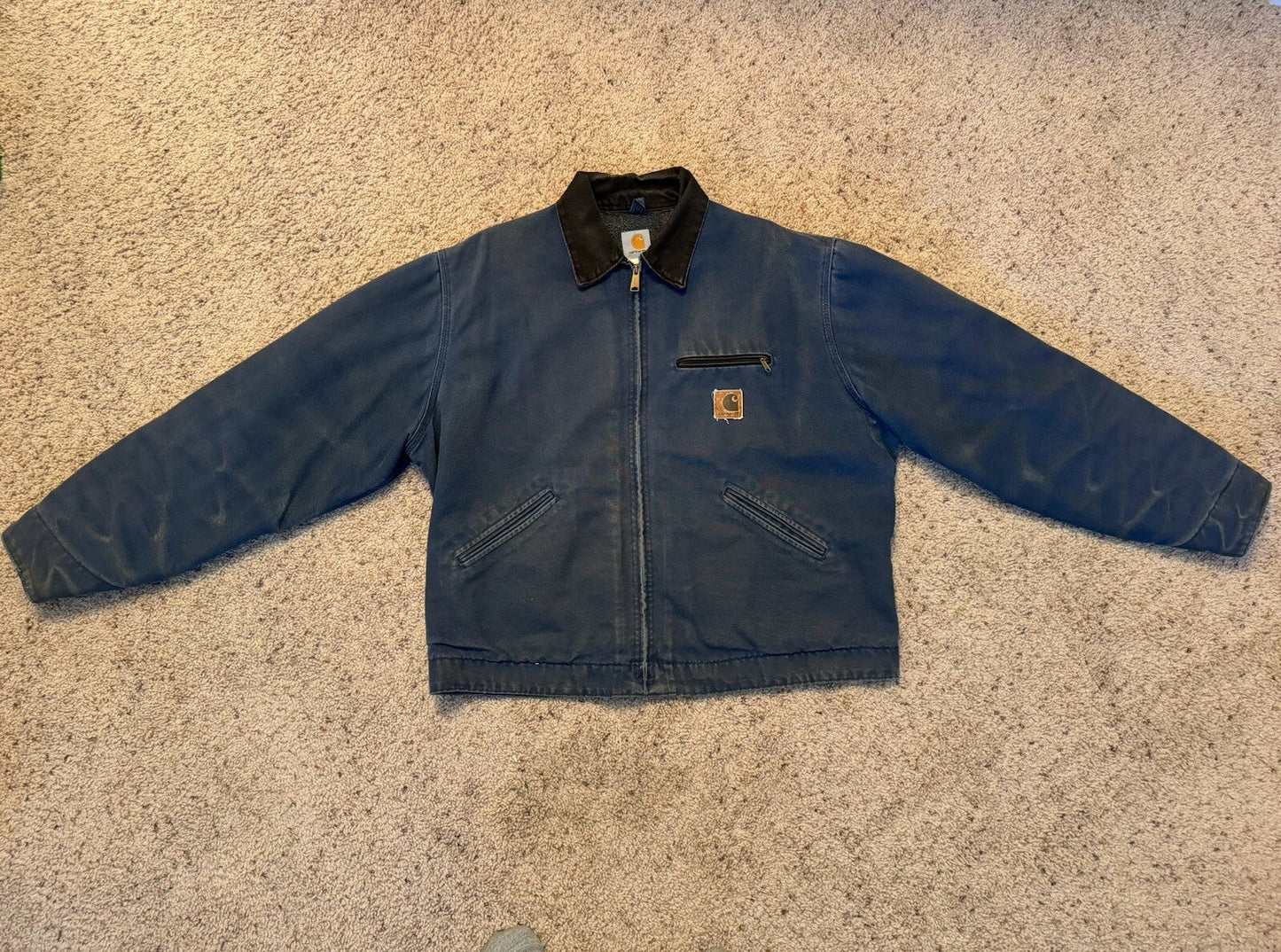 Vintage Carhartt J65 BLU Detroit Jacket blue Size XL RARE Blanket Lined