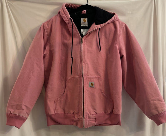 Carhartt Active Jacket Quilt Lined Women’s L WJ130 PKR Pink Rose Hooded Canvas