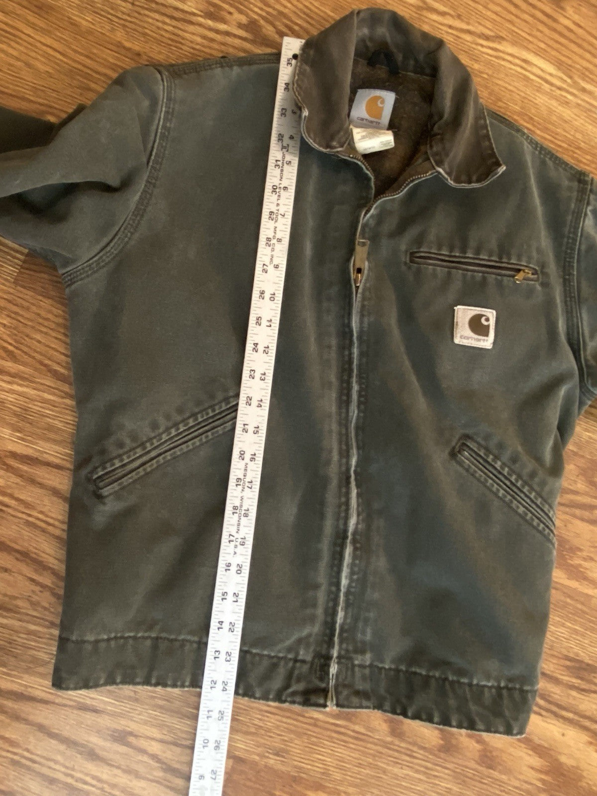 Vintage Carhartt J97MOS Green Detroit Jacket Blanket Lined Size Small