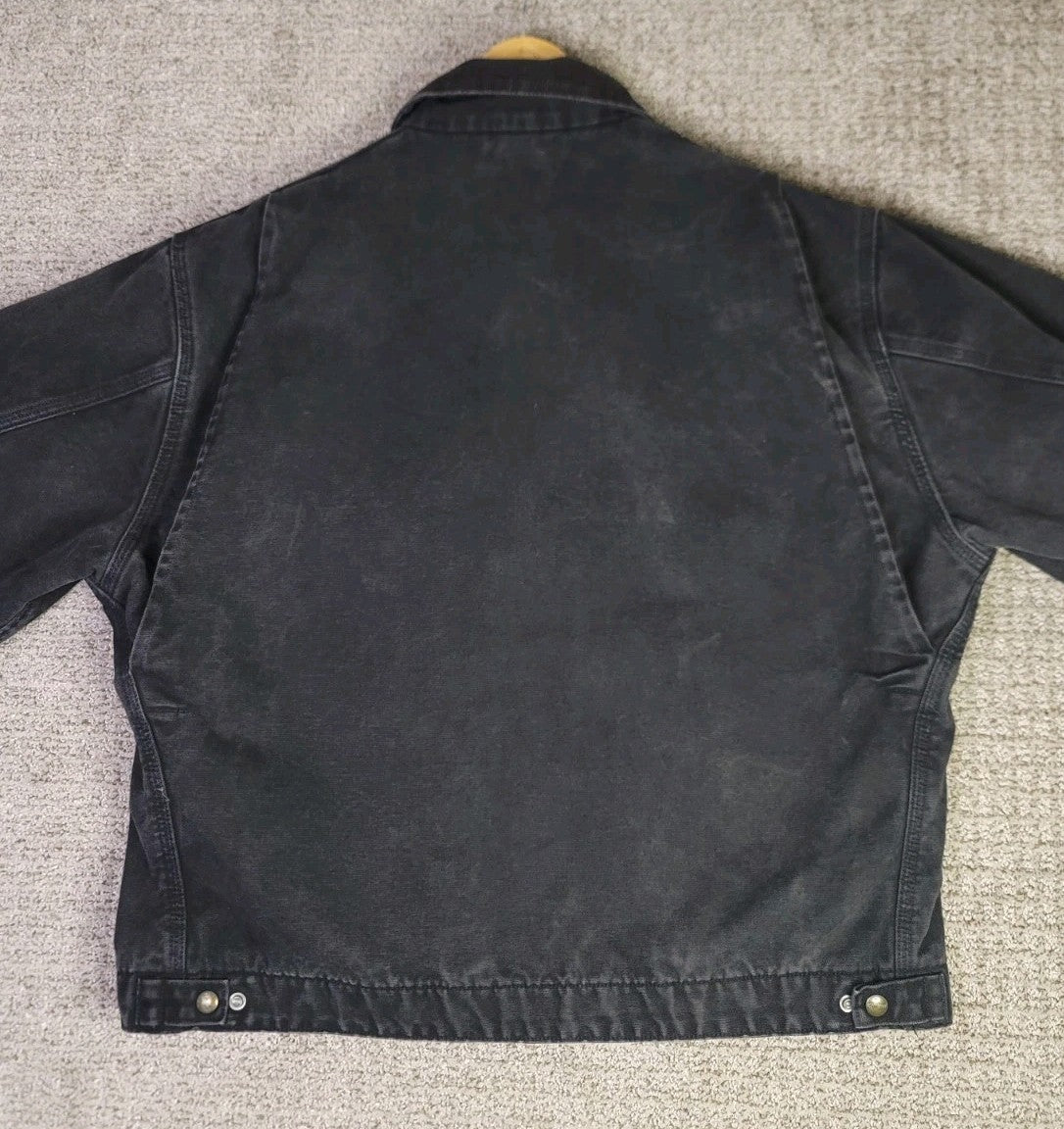 Vintage Carhartt J43 ONX Onyx Black Sandstone Detroit Jacket sz XL Blanket Lined