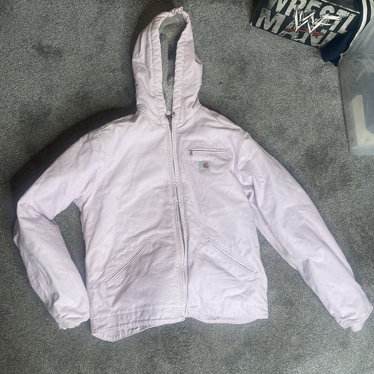 Carhartt Women’s M Medium Light Pink Violet Sherpa Lined Hooded Jacket Uncommon