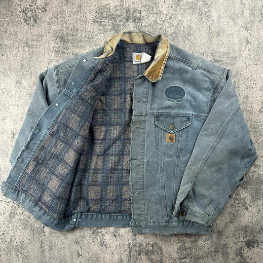 Vintage 90s Carhartt Green Detroit Jacket Blanket Lined Sz L