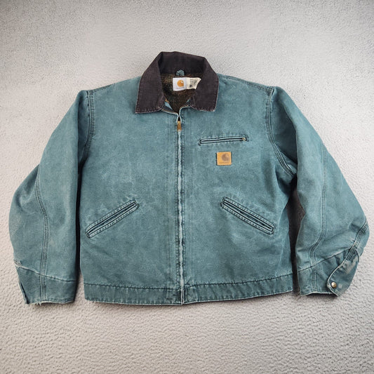 VTG Carhartt Detroit Jacket J43 HTG Hunter Green Large Regular USA Union 1998